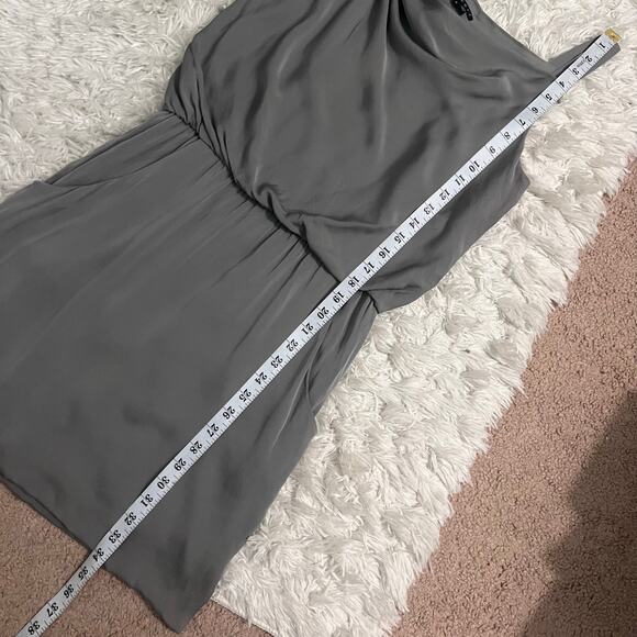 Theory Gray Draped Neck Silk Blend Sleeveless Dress with Pockets Size 6 - Picture 9 of 9